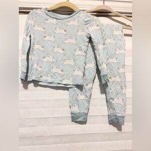 Mud Pie Bunny Print Pajama Set - Light Blue